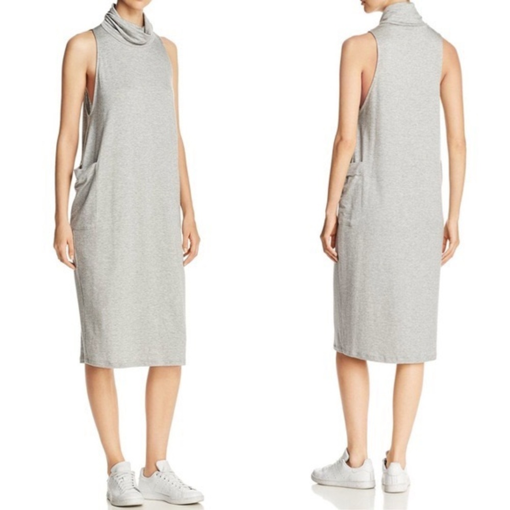 Eileen Fisher Gray TENCEL Sleeveless Cowl Neck Swing Dress- Size L